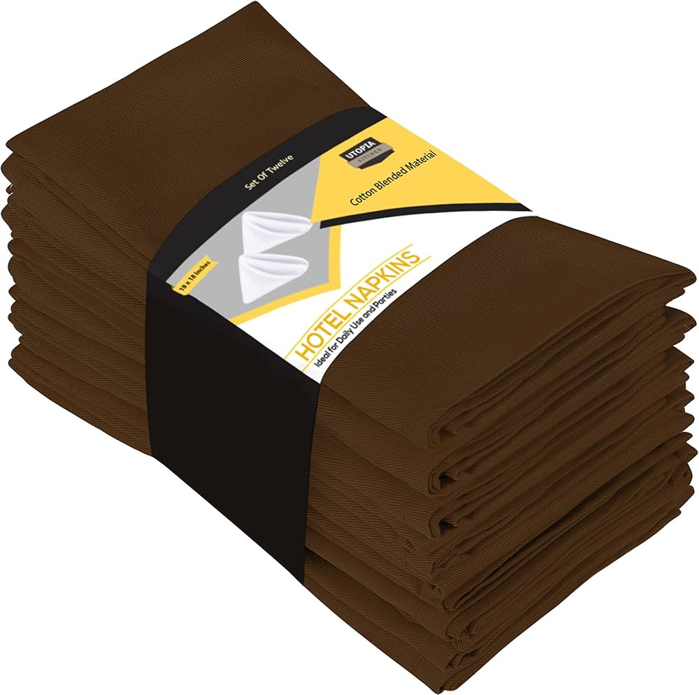 Utopia Kitchen Chocolate Cloth Napkins [12 Pack, 18x18 Inch] Cotton Blend Washable and Reusable T... | Amazon (US)