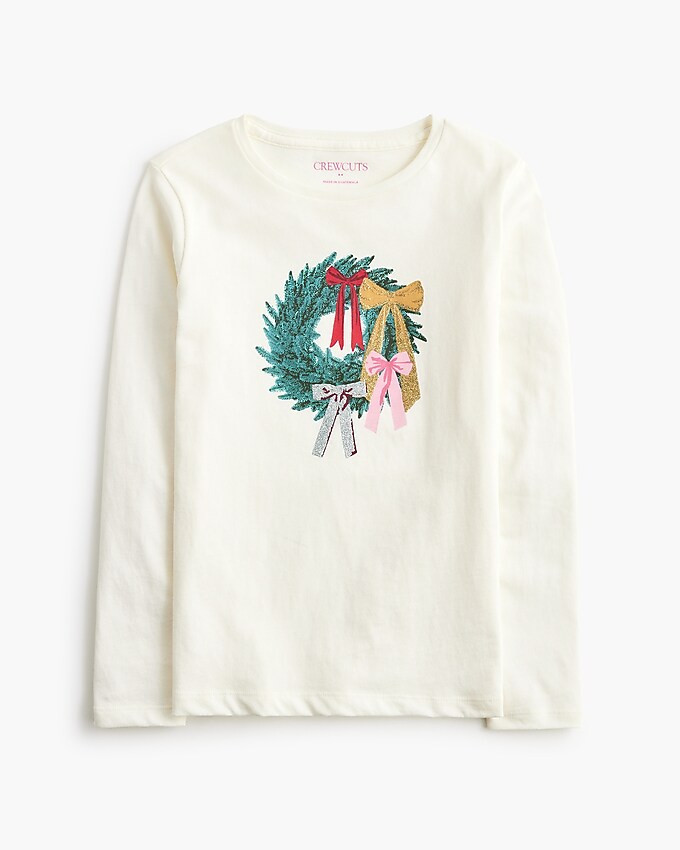 Girls' long-sleeve bow wreath graphic tee | J.Crew Factory