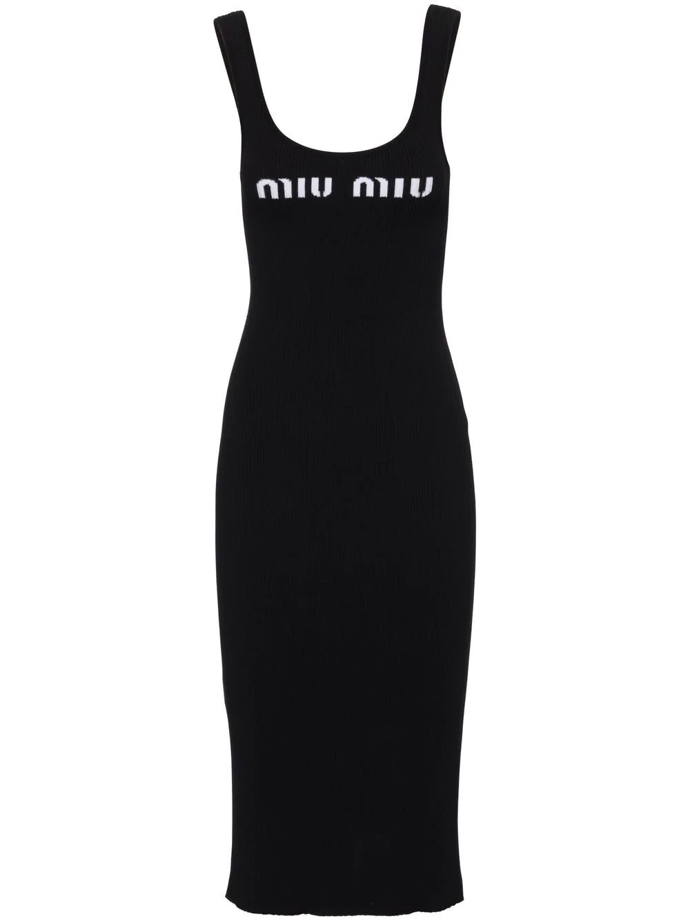 Miu Miu logo-print open-back dress - Black | Farfetch Global
