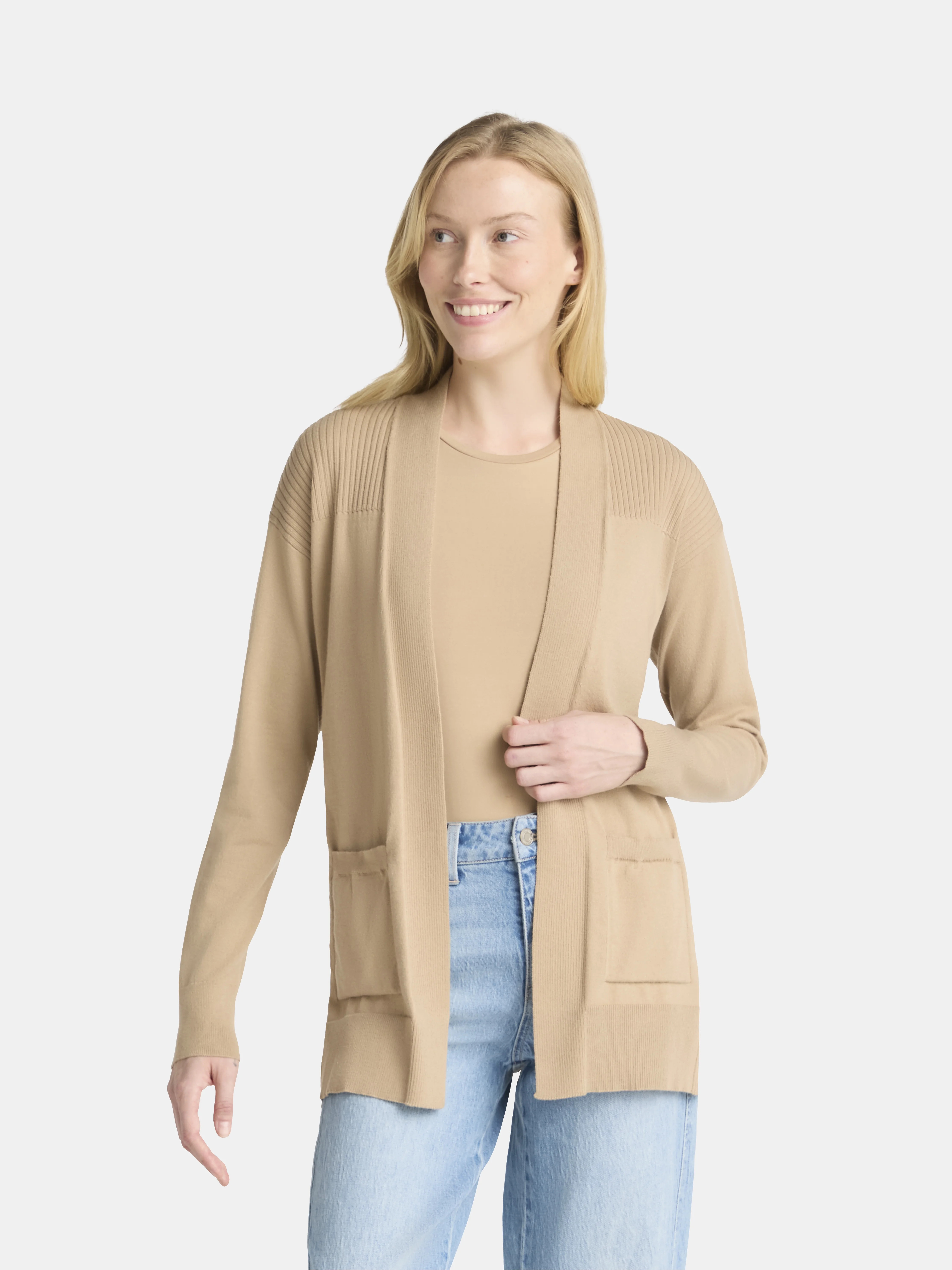 Time and Tru Women's and Women's Plus Open Front Cardigan Sweater, Sizes XS-4X | Walmart (US)