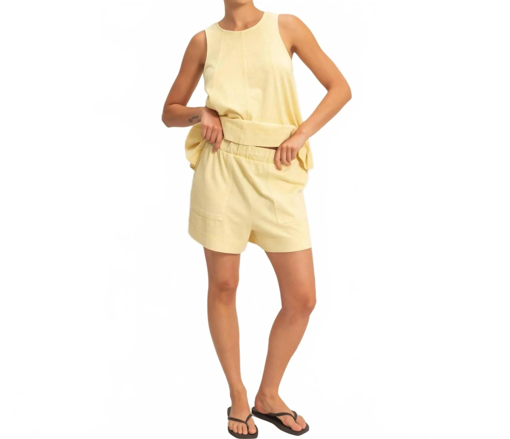 Sleeveless Top & Shorts Set In Butter Yellow | Shop Simon