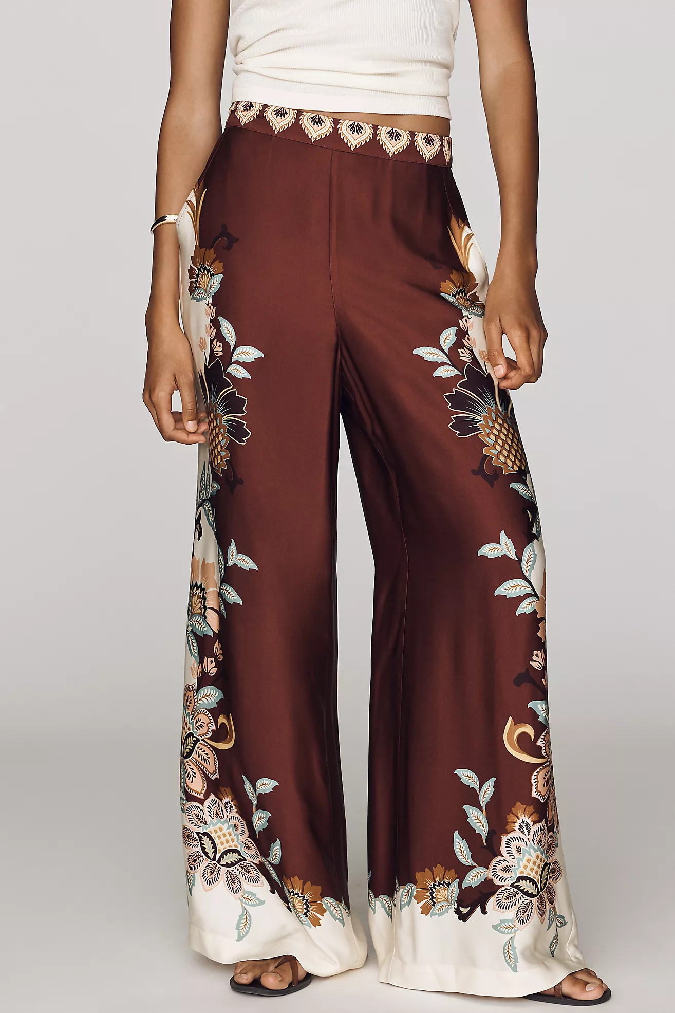 Farm Rio x Anthropologie Sateen Wide-Leg Pants | Anthropologie (US)