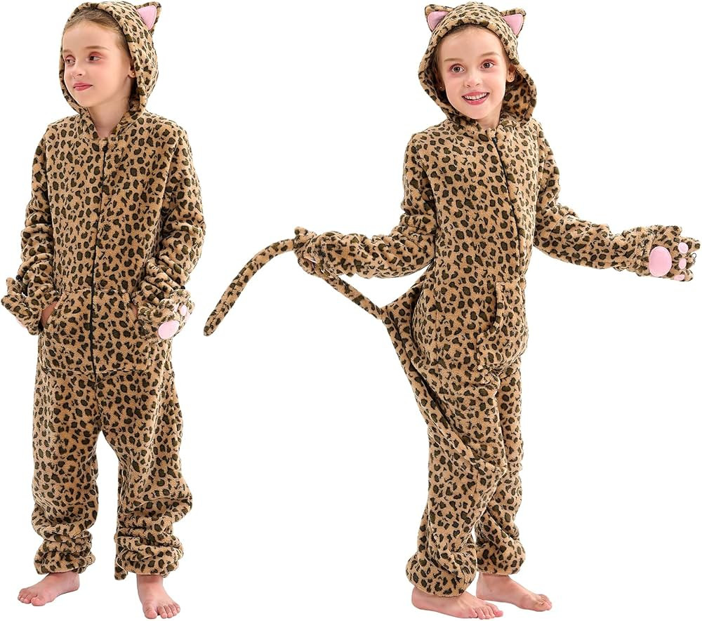 familus Cheetah Costume Kids Girls Boys Halloween Costumes for 7-8 Years,Warm Soft Unisex Animal ... | Amazon (US)