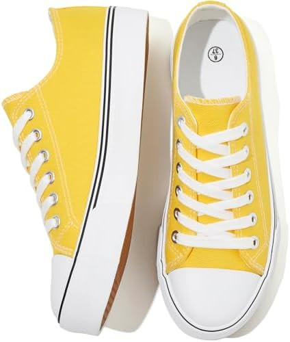 FRACORA Womens White Black Canvas Sneakers Low Top Canvas Shoes for Women Tennis Shoes       
   ... | Amazon (US)