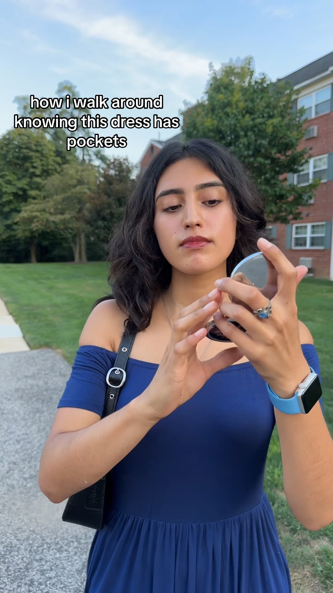 amoretu off the shoulder short sleeve maxi dress with pockets modest fashion navy blue long fall dress 

#LTKVideo #LTKWorkwear #LTKFallSale