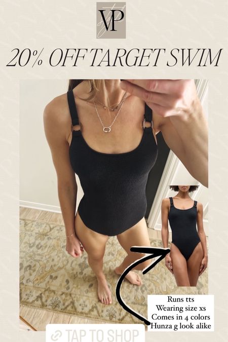 Target swim 20% off and this one looks like hunza g. Comes in 4 colors. Runs tts. Wearing size xs. Swimsuit. One piece swimsuit. Textured one piece swimsuit. Black swimsuit. Spring break 

#LTKfindsunder50 #LTKstyletip #LTKsalealert