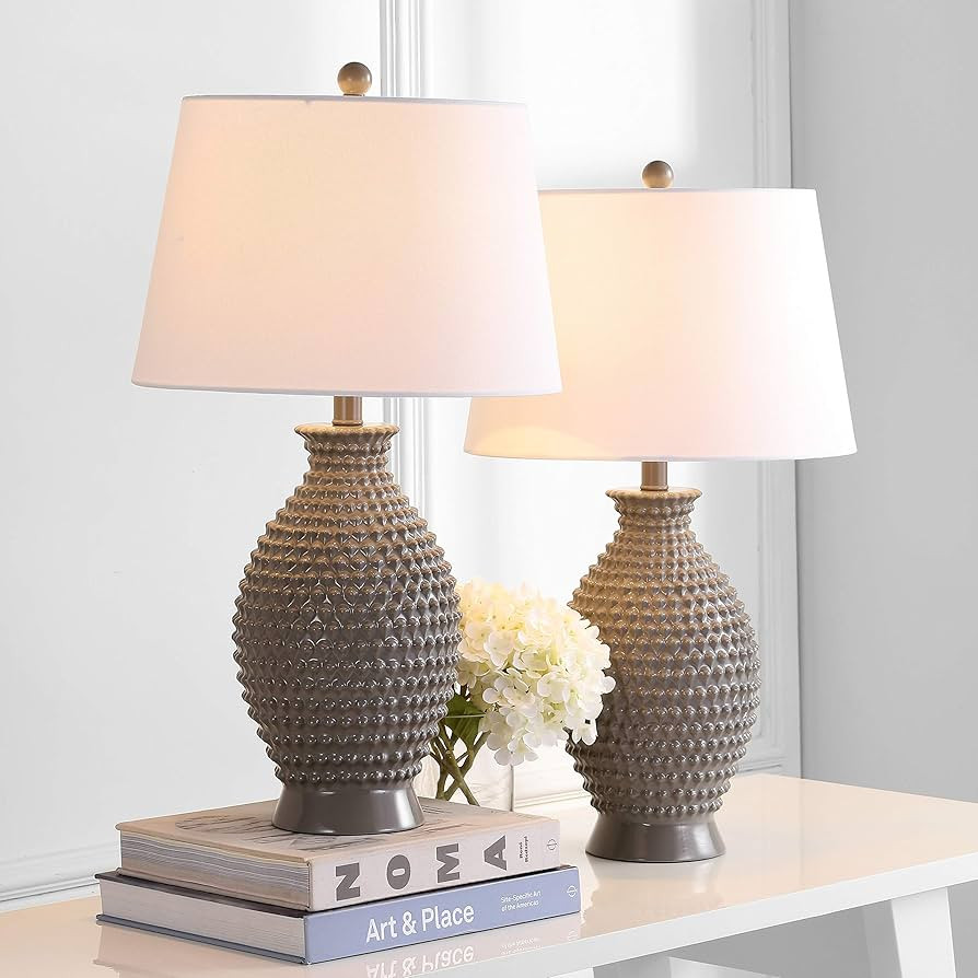 SAFAVIEH Lighting Collection Rosten Grey Textured 27-inch Bedroom Living Room Home Office Desk Ni... | Amazon (US)