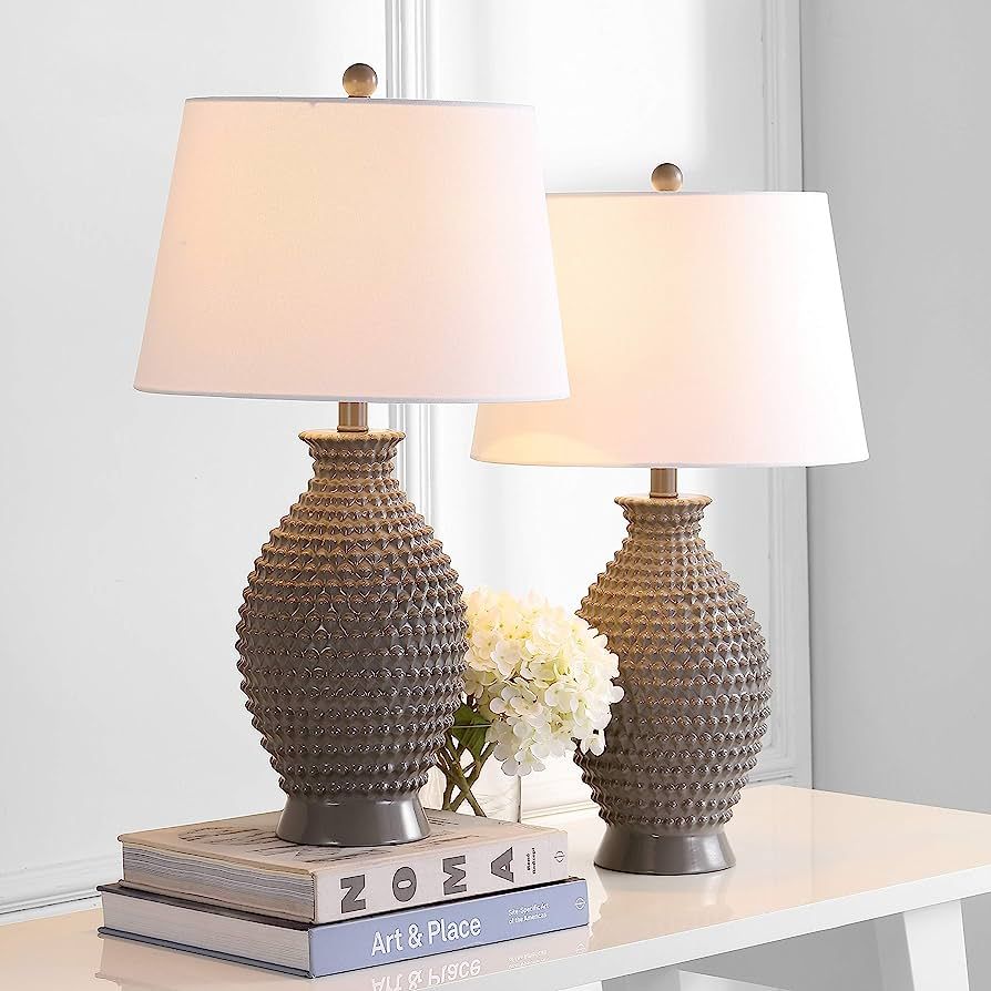 SAFAVIEH Lighting Collection Rosten Grey Textured 27-inch Bedroom Living Room Home Office Desk Ni... | Amazon (US)