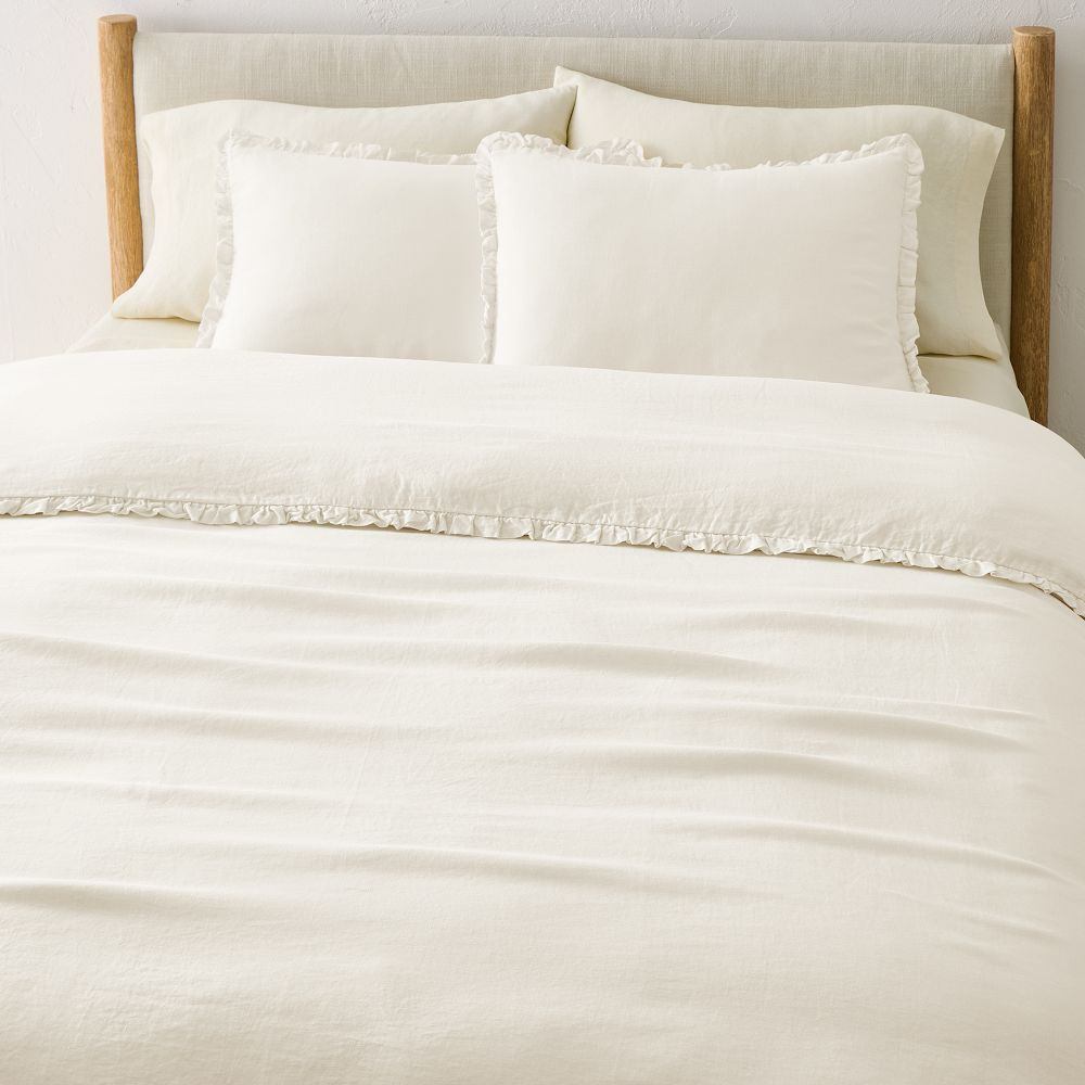 European Flax Linen Ruffle Euro Shams | West Elm (US)