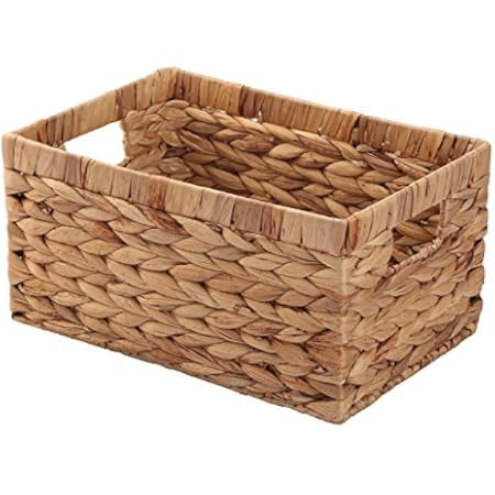 StorageWorks Water Hyacinth Storage Baskets, Rectangular Wicker Baskets with Built-in Handles, Me... | Amazon (US)