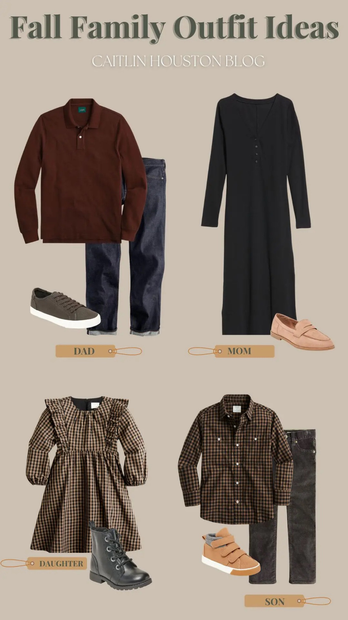 Fall family outfit idea for black, brown, maroon color scheme. Women's black sweater maxi dress, girls houndstooth dress, men's maroon pullover. Matching outfits for fall family photos. 

#LTKMens #LTKFamily #LTKKids