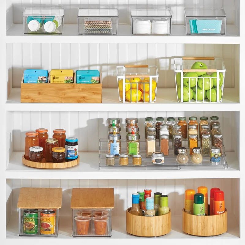 mDesign Stackable Kitchen Food Storage Box With Pull-Out Drawer, 4 Pack - Clear | Wayfair North America