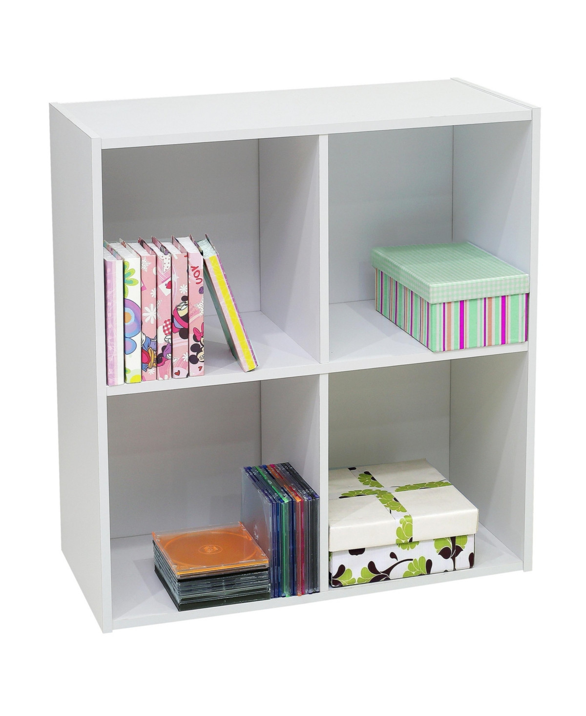 Kings Brand Furniture White Wood 4 Cube Organizer Storage Bookcase - White | Macy's