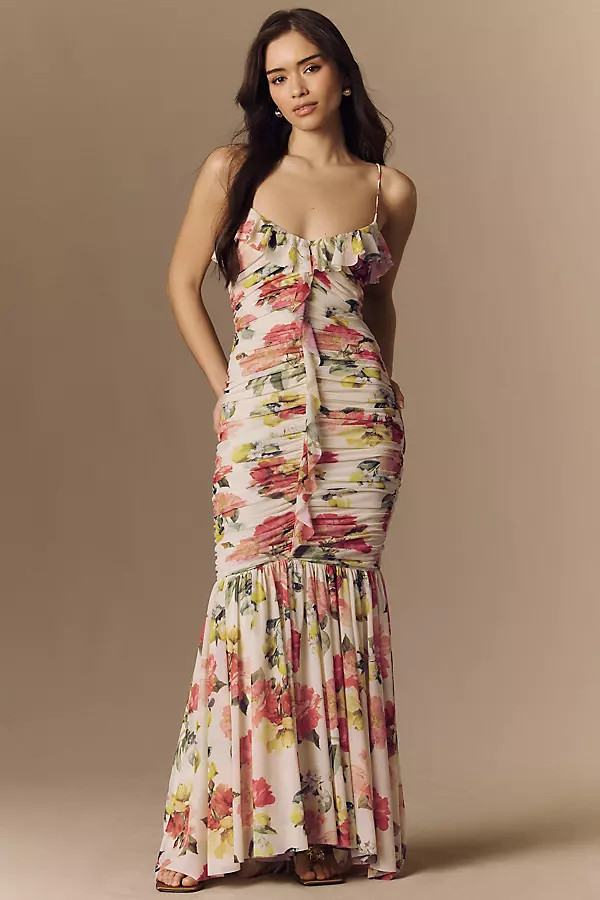 Floral Mesh Stretch Maxi Dress | Anthropologie (US)