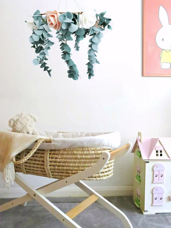 Rose baby felt  mobile, Baby mobile girl, Eucalyptus Hanging mobile, Greenery baby shower, Woodla... | Etsy (US)