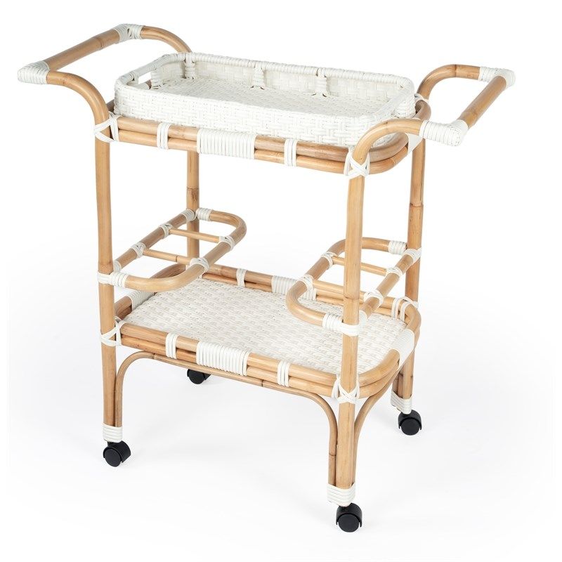 Butler Selena White Rattan Bar Cart | Homesquare