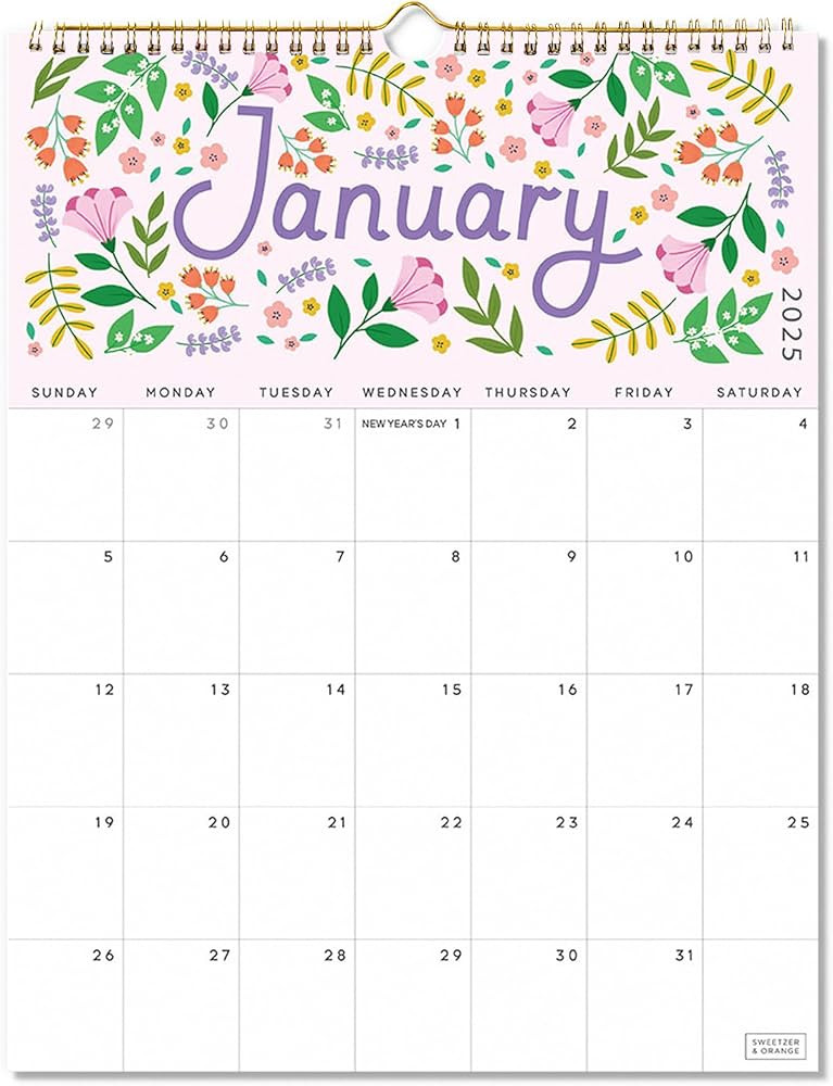 S&O Five Color Floral Wall Calendar from January 2025-June 2026 - Tear-Off Monthly Calendar - 18 ... | Amazon (US)