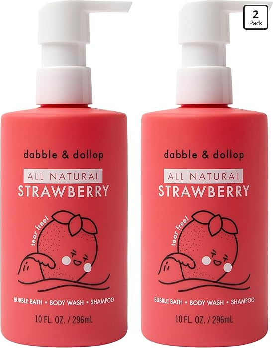 Dabble & Dollop All Natural Strawberry 3-in-1 Body Wash, Shampoo & Bubble Bath for Kids – Tear-... | Amazon (US)