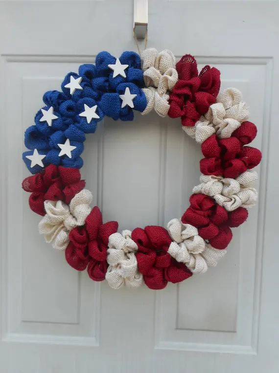 Patriotic burlap wreath Flag wreath USA flag wreath Stars n stripes  wreath July 4th burlap wreat... | Etsy (US)