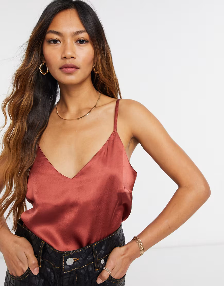 ASOS DESIGN satin cami in rust-Red | ASOS (Global)