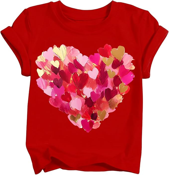 TUIVX Kids Valentine Shirts Boys Girls Valentines Day Cute T-Shirt Toddler Funny Short Sleeve Gra... | Amazon (US)