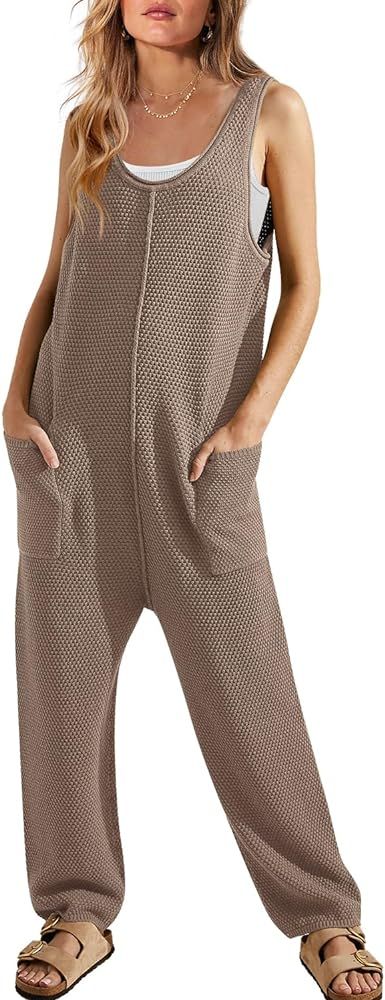 SENSERISE Womens Sweater Jumpsuit Ribbed Knit Sweater Romper One Piece Loungewear Sleeveless Long... | Amazon (US)