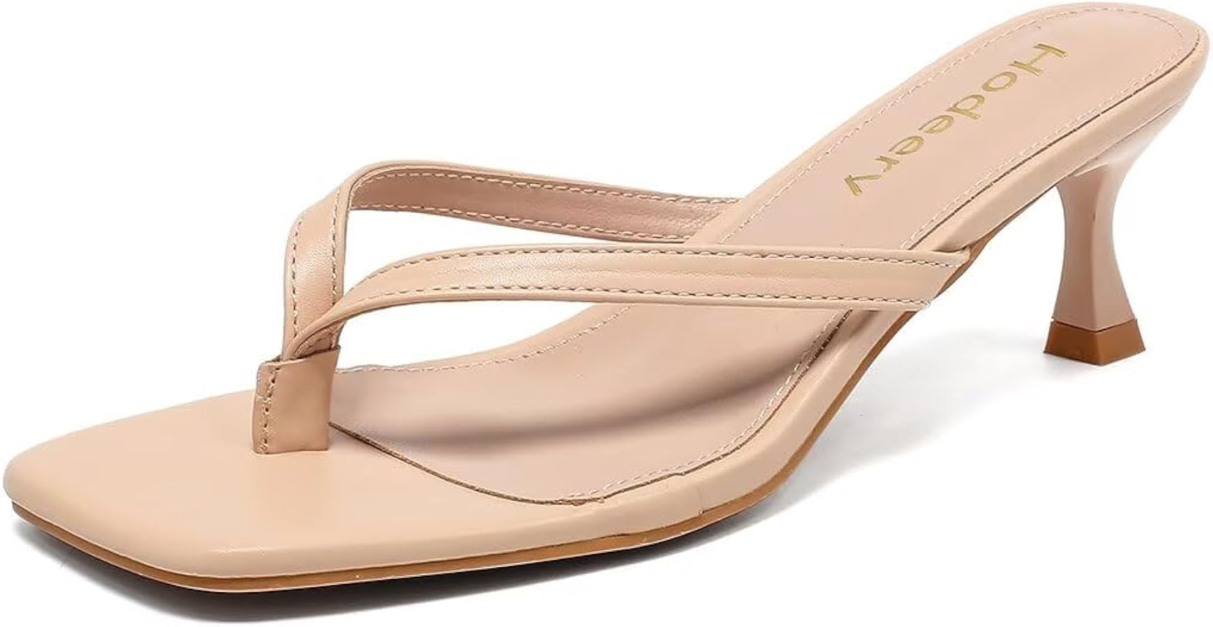 Women's Kitten Heels Thong Sandals Open Square Toe Flip Flop Low Heels 2.5 Inch Slip On Sexy Wome... | Amazon (US)