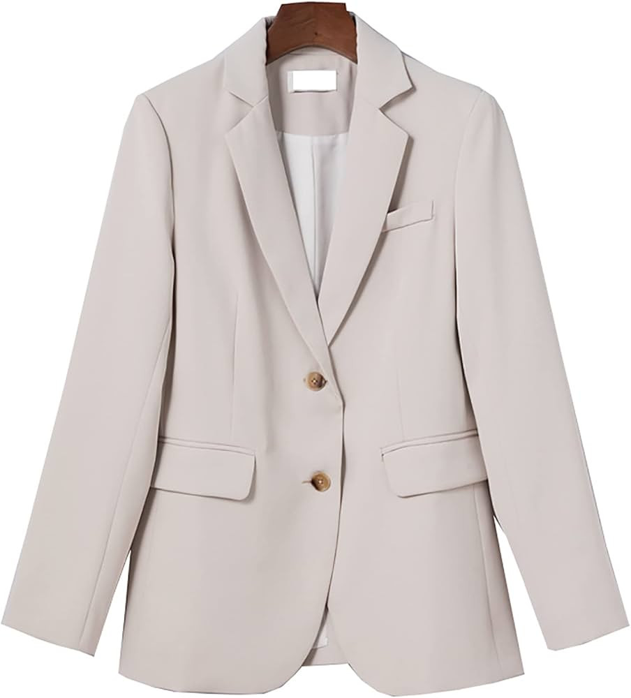 Women's Solid Blazer Jacket Slim Fit Lady Office Business Suits Work Wear V-Neck 2 Button Women O... | Amazon (US)