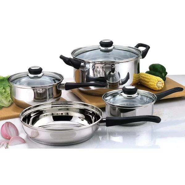 Culinary Edge 7 Pieces Stainless Steel Cookware Set | Wayfair North America