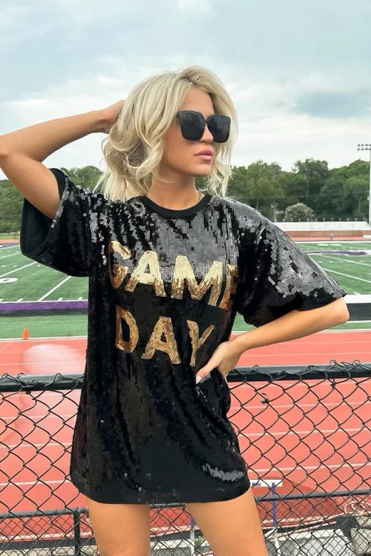 Game Day Black Sequin Dress | The Post