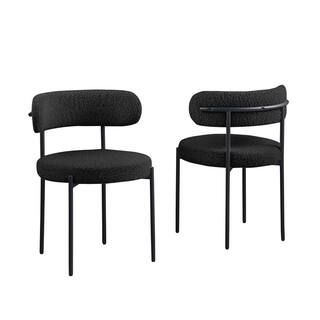 Best Master Furniture Drexel 30 in. H Boucle Fabric Black Dining Chairs (Set of 2) D025B - The Ho... | The Home Depot