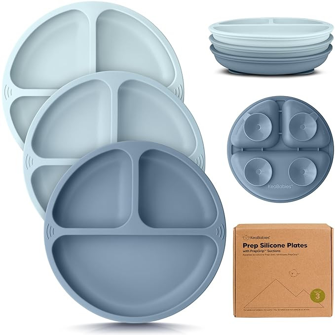 KeaBabies Suction Plates for Baby, Toddler - 3-Pack 100% Silicone Toddler Plates with Suction, Di... | Amazon (US)