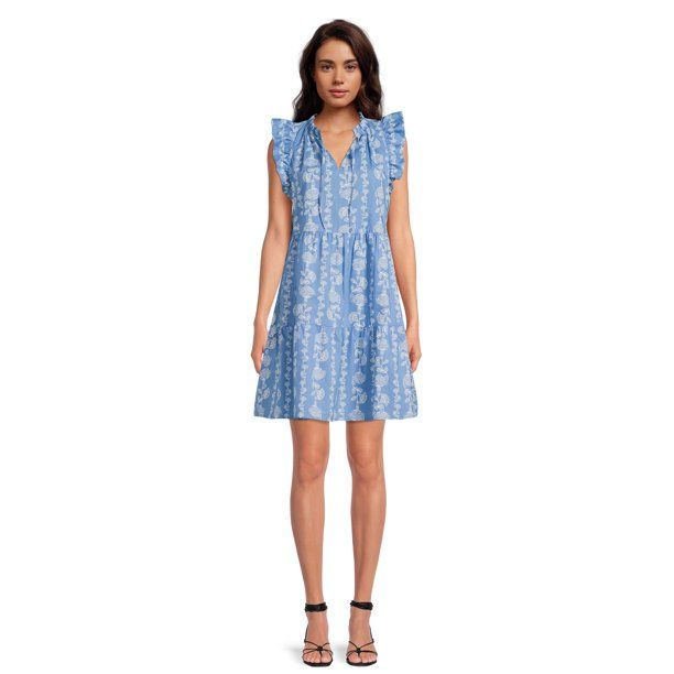 Time and Tru Women's Tiered Cotton Poplin Dress | Walmart (US)