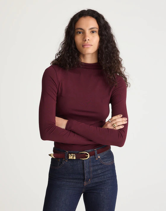 Ruched Mockneck Long-Sleeve Top | Madewell