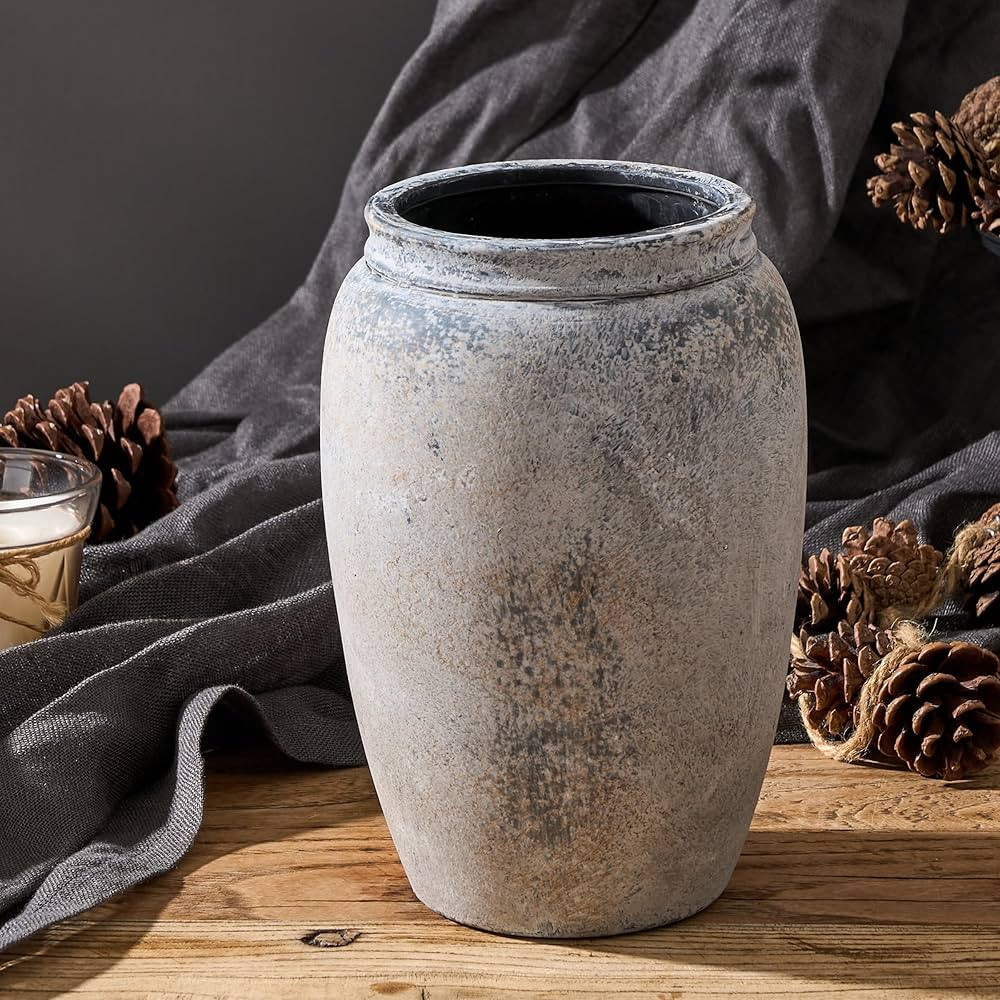 8.2 Inch Ceramic Vase, Terracotta Rustic Vase Farmhouse Decorative Vase Boho Decor, Ceramic Vases... | Amazon (US)