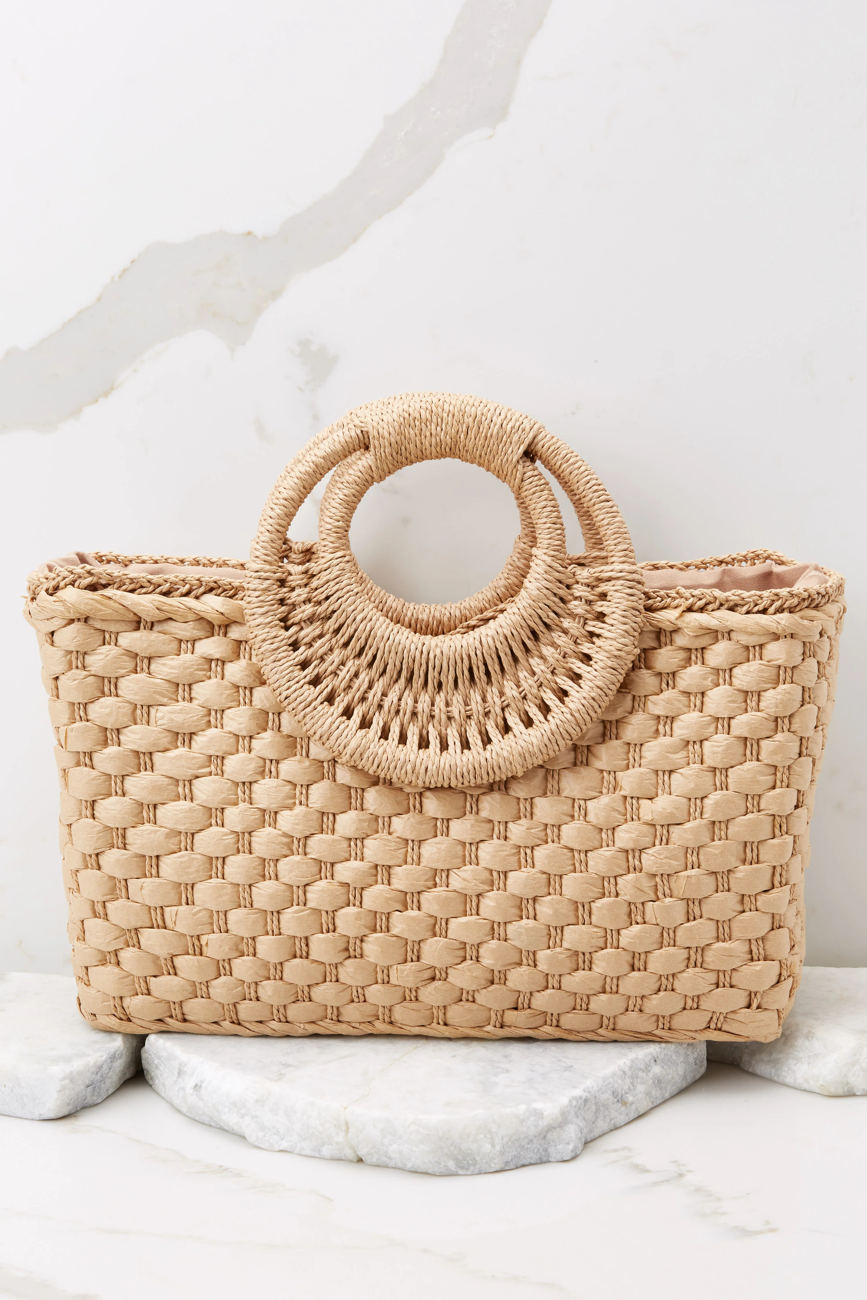You Know Me So Well Tan Rattan Bag | Red Dress 