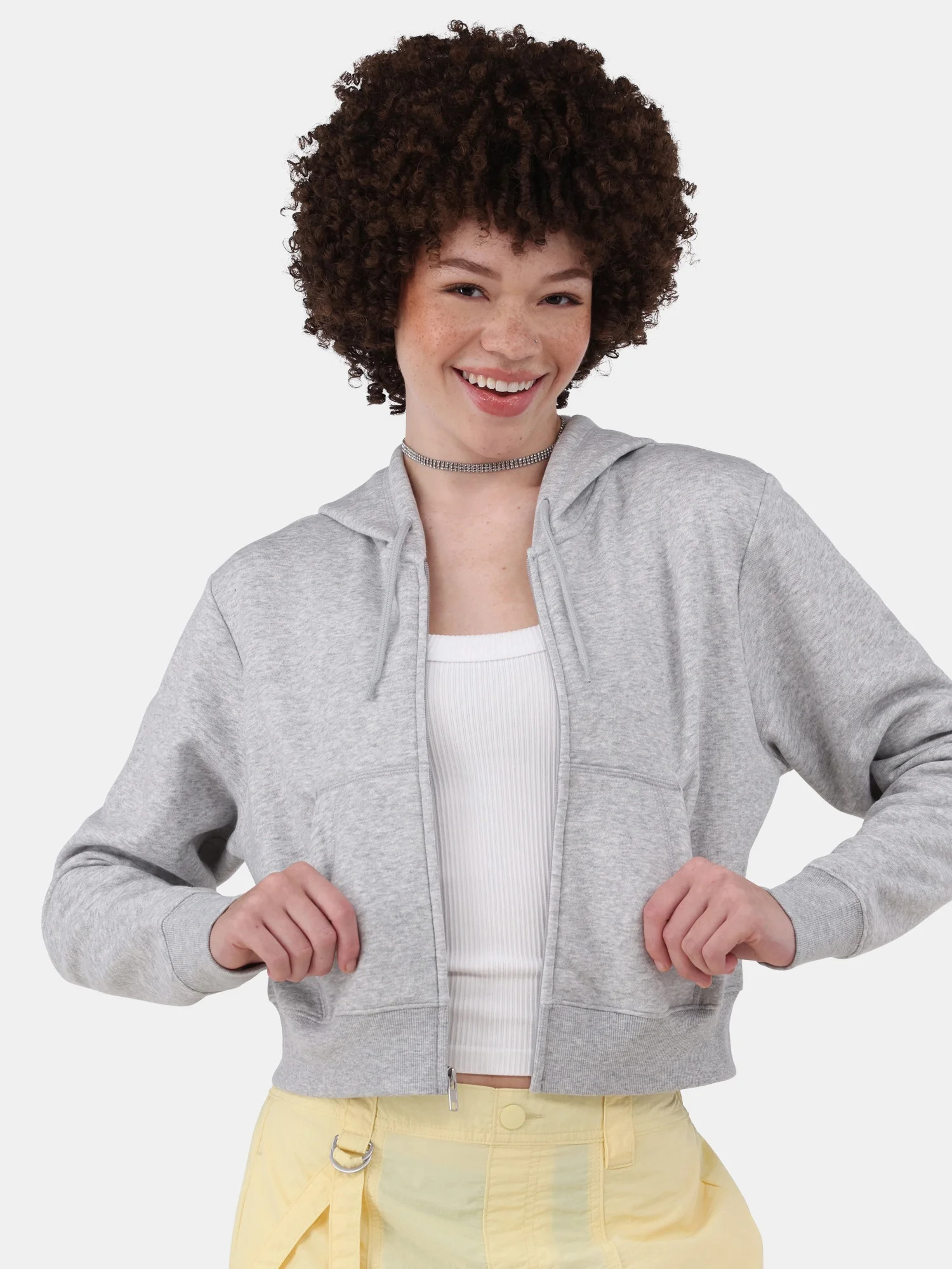 No Boundaries Cropped Fleece Zip Hoodie, Women’s | Walmart (US)