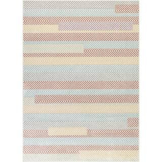 Well Woven WHOA Kirby Ivory/Light blue/Grey/Yellow Geometric Scandinavian 3D Textured 5 ft. 3 in.... | The Home Depot