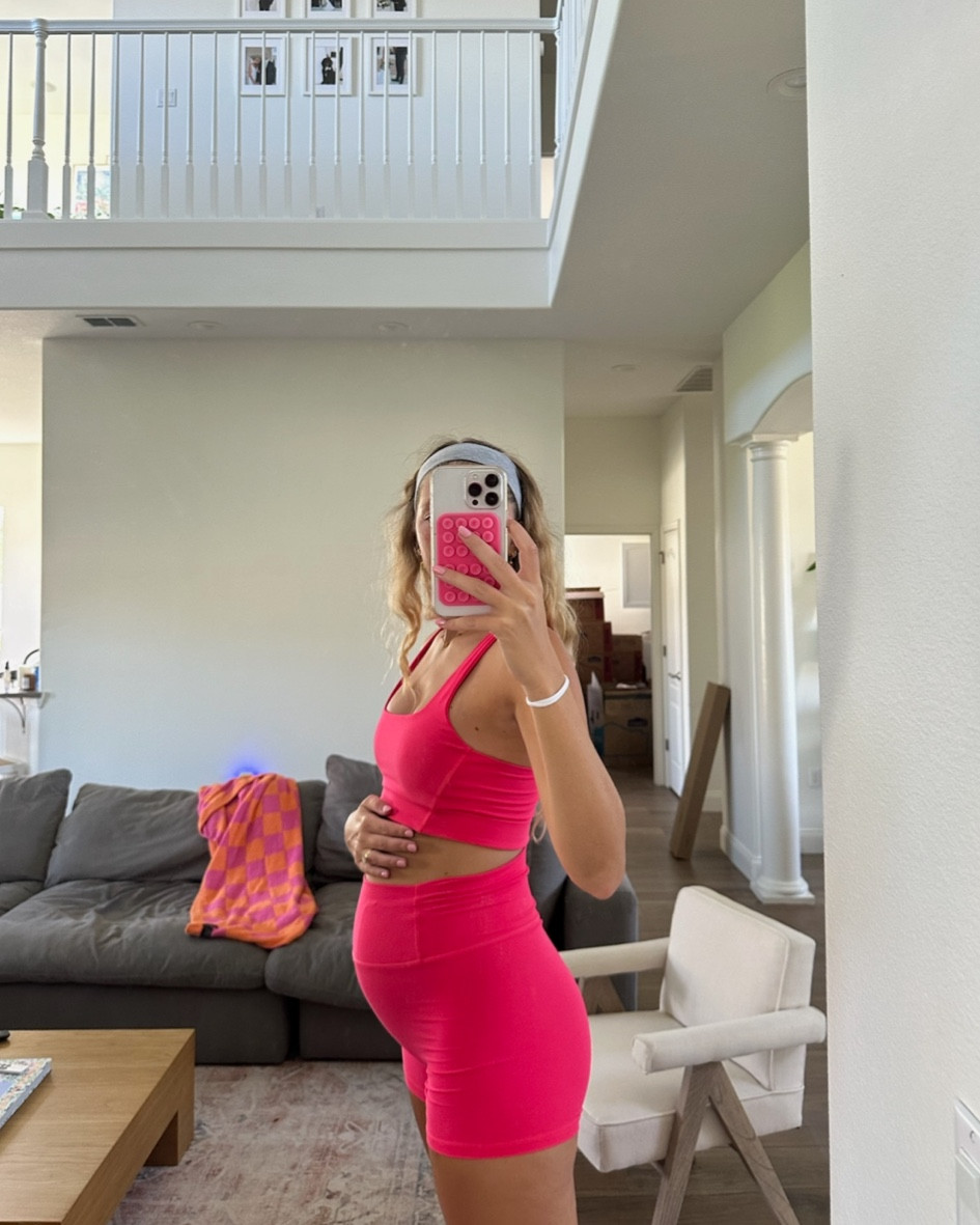 Free people movement shorts are so stretchy and perfect for pregnancy workouts! So comfy and not tight on my stomach at all 

workout set, biker shorts, sports bra, Pilates outfit, gym outfit

#LTKFitness #LTKActive #LTKBump