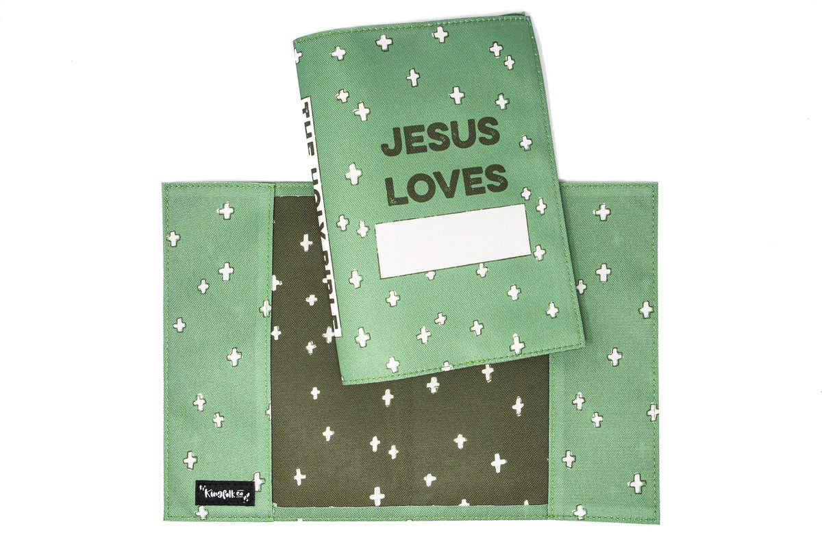 Olive Crosses Boy Jesus Loves Me NIV Kid's Adventure Bible SLIPCOVER | Kingfolk Co