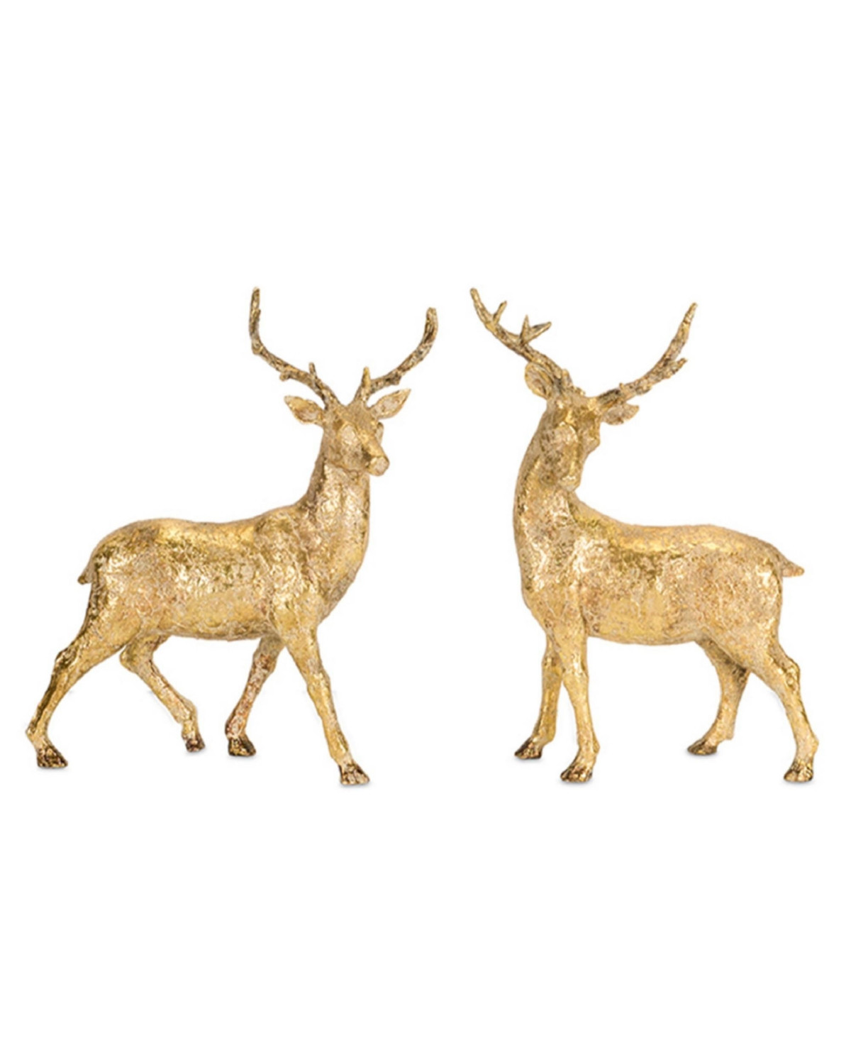 Slickblue Holiday Deer Figurine With Gold Finish (Set of 2) - Gold | Macy's
