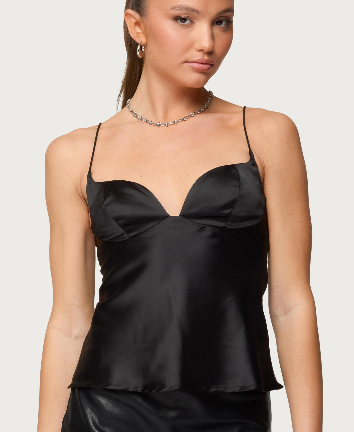 Edikted Women's Jema Cupped Satin Effect Top - Black | Macy's