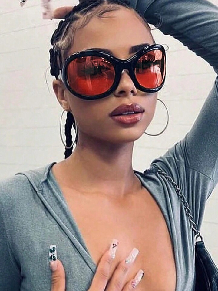 1pc Big Frame Cycling/Travel Red Sunglasses Personality Fashion Sun Glasses | SHEIN