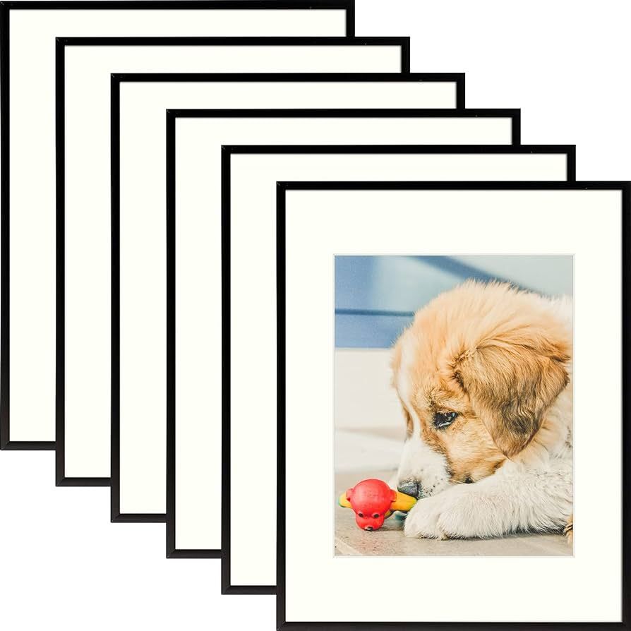 AUEAR, 11x14 Aluminum Picture Frame Set of 6, Made to Display Pictures 8X10 with Mat or 11x14 Withou | Amazon (US)