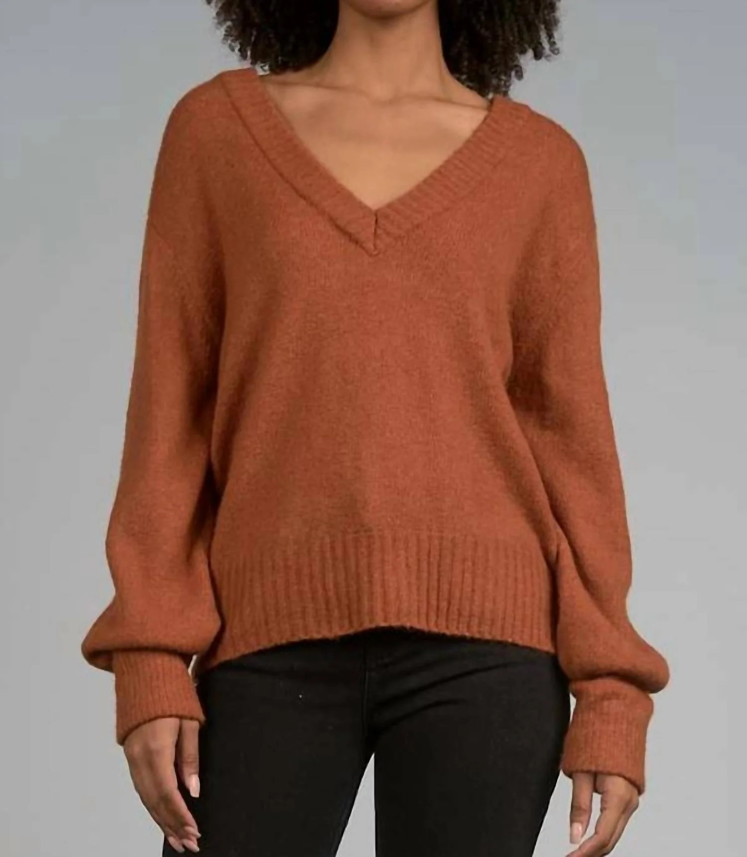 Soft V-Neck Pullover Sweater in Copper | Shop Simon