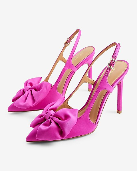 Pointed Toe Bow Slingback Heels | Express