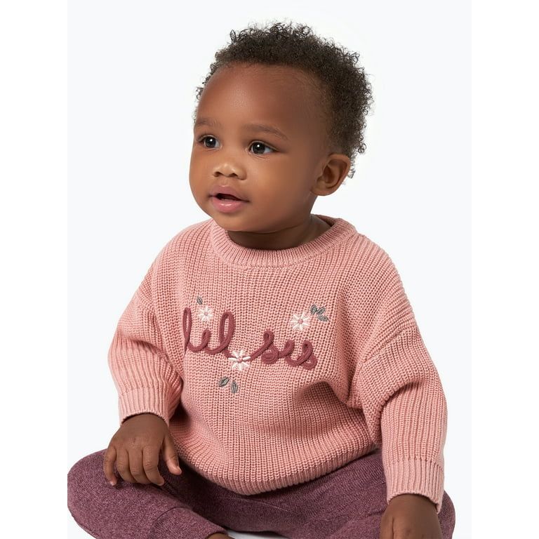 Modern Moments by Gerber Baby Girl Sibling Matching Sweater, Sizes 0/3 Months - 24 Months | Walmart (US)