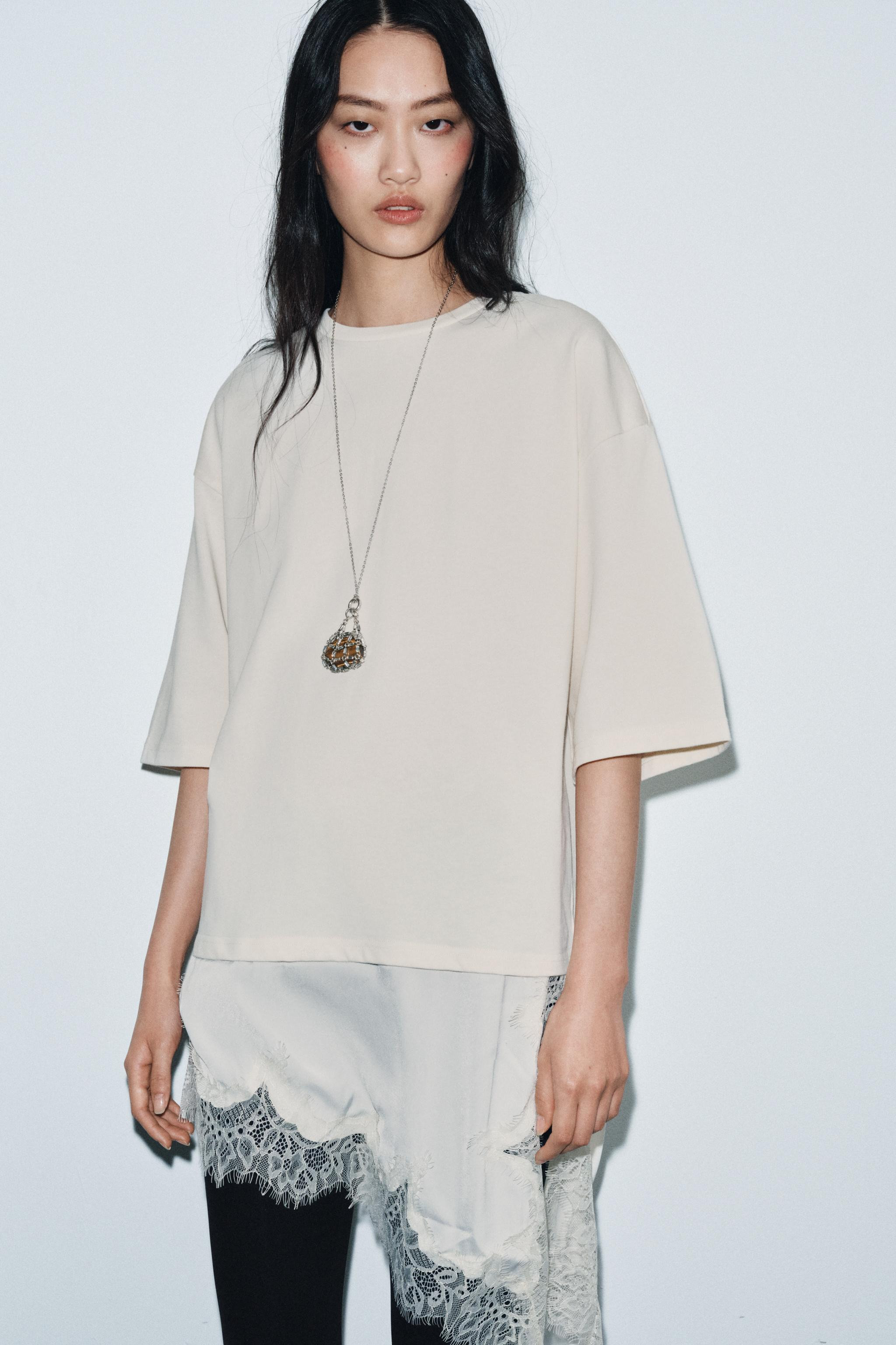 COMBINATION LACE T-SHIRT | Zara US