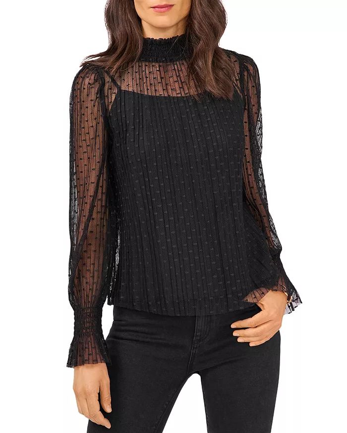 Smocked Sheer Dot Top | Bloomingdale's (US)