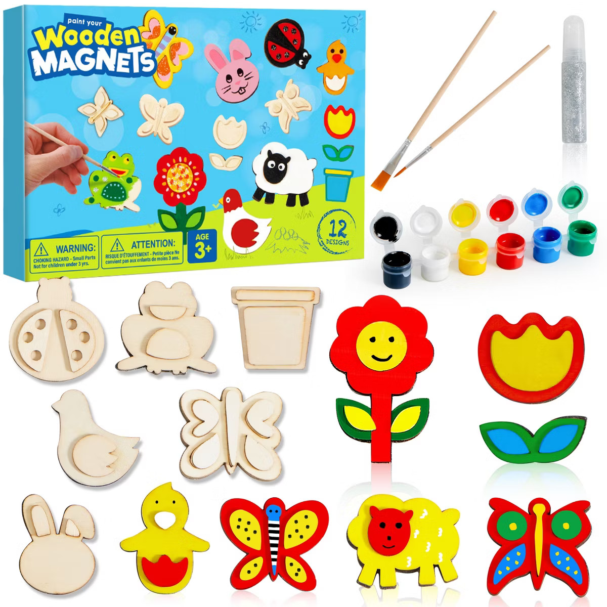 Joyfy 12-Piece Wooden Magnet Painting Kit for Kids Age 3+, Creativity Arts & Crafts, Decorate You... | Target